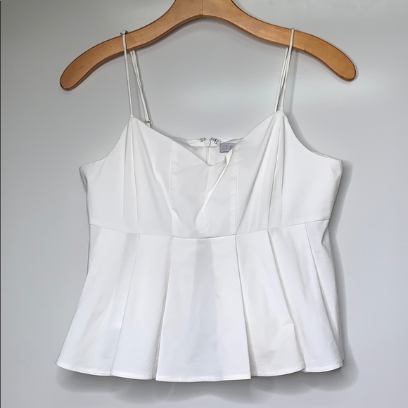 1 STATE • White Cream Plated Crop Blouse Top - Picture 1 of 5